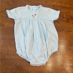 Squiggles Light blue striped 100% Pima cotton gray dog bubble size 6-9 months